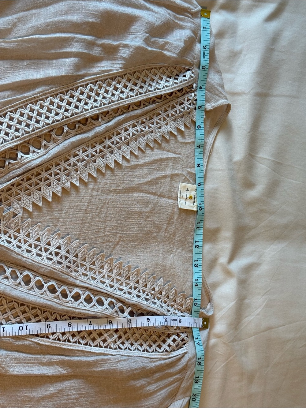 By Together Cream Crochet-Trim Wrap Tunic Blouse - Picture 6 of 8